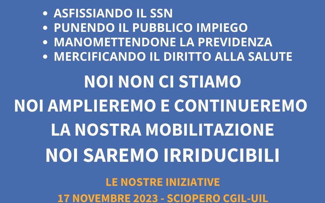 Intersindacale: la legge di bilancio del Governo Meloni affonda la sanità pubblica. Noi saremo irriducibili